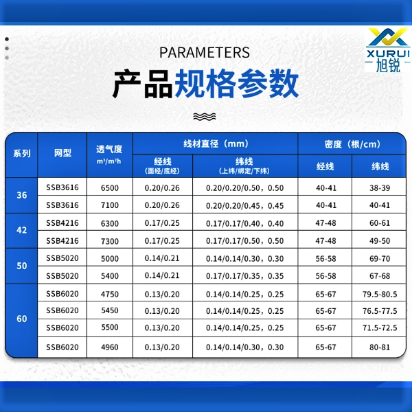 聚酯成型网参数表